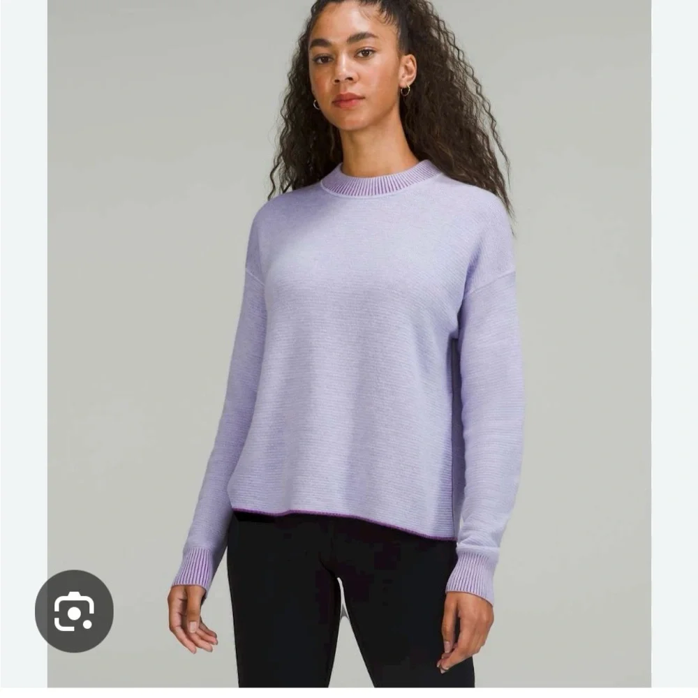 Lululemon Reversible Double Knit Crewneck Sweater Merino Wool purple Women 8 - Picture 1 of 4